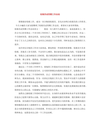 收银员试用期工作总结 