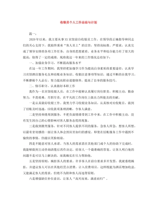 收银员个人工作总结与计划 