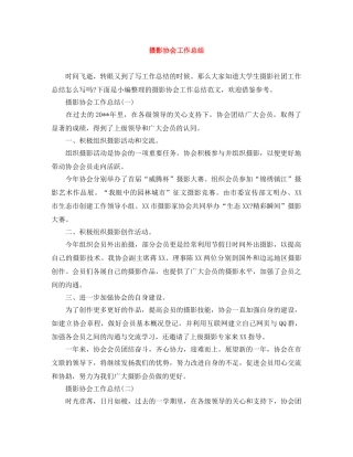 摄影协会工作总结 