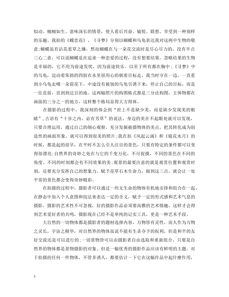 摄影助理实习总结_摄影个人工作总结报告 _第3页
