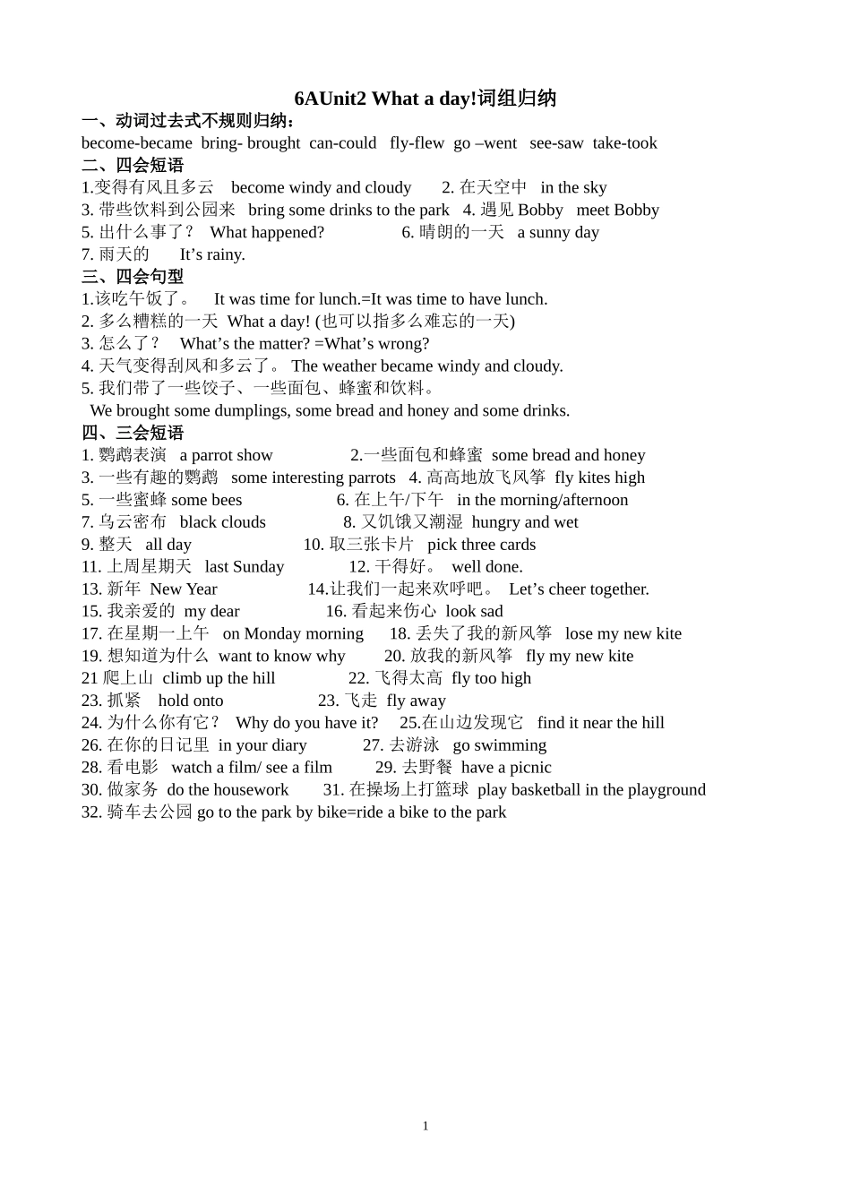 新六上Unit2词组 (2)_第1页
