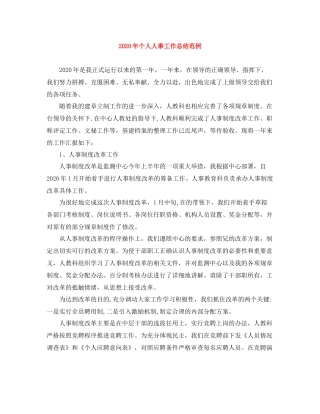 2020年个人人事工作总结范例