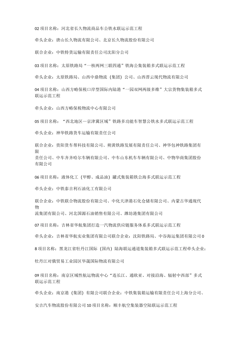 多式联运示范项目名单(一,二,三批)_第3页