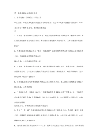 多式联运示范项目名单(一,二,三批)