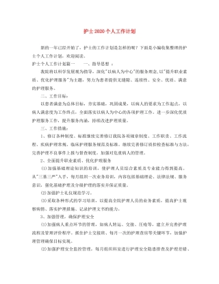 护士2020个人工作计划 