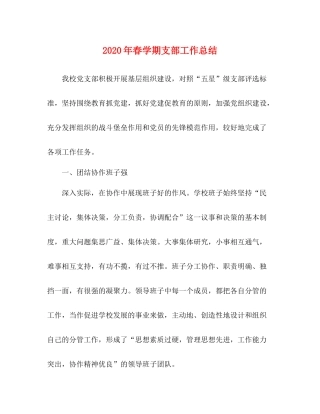 2020年春学期支部工作总结