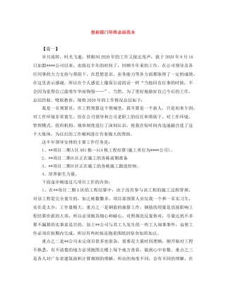 投标部门年终总结范本 