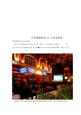 开发酒吧街的10大必要条件