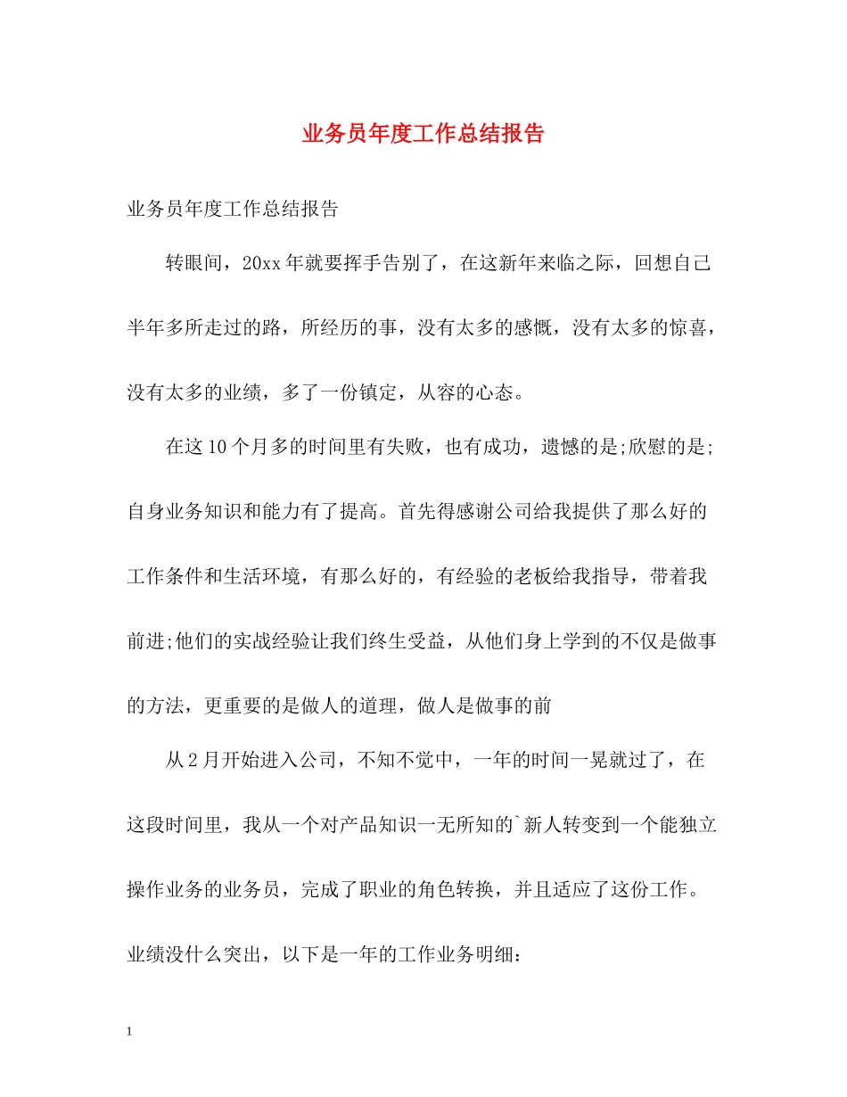 业务员年度工作总结报告_第1页