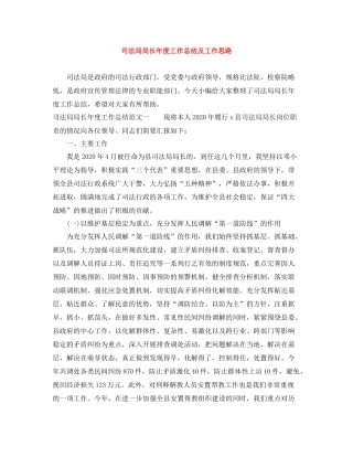 司法局局长年度工作总结及工作思路