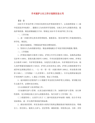 手术室护士长工作计划报告怎么写 