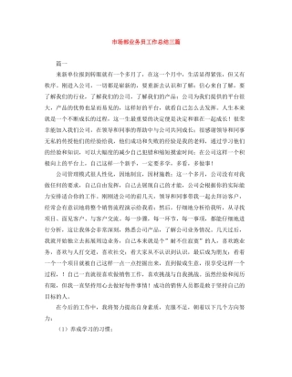 市场部业务员工作总结三篇