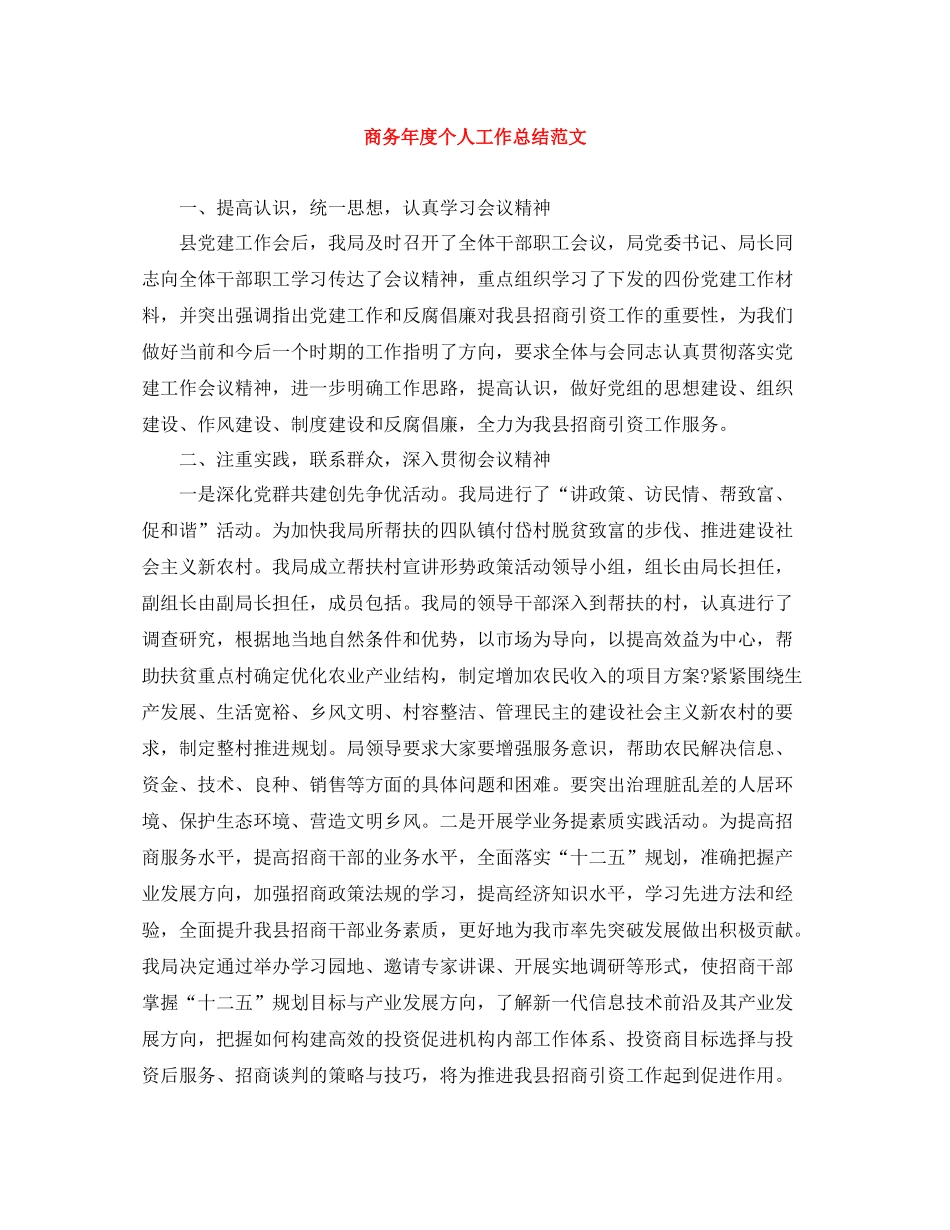 商务年度个人工作总结范文_第1页