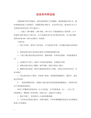 业务员年终总结