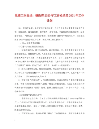 思想工作总结镇政府2020年工作总结及2021年工作计划 