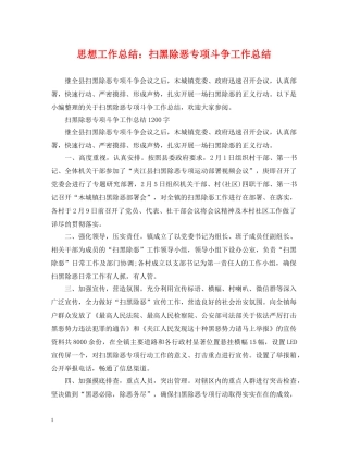思想工作总结扫黑除恶专项斗争工作总结 