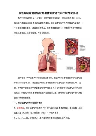 急性呼吸窘迫综合征患者俯卧位通气治疗规范化流程