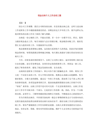 现金出纳个人工作总结三篇