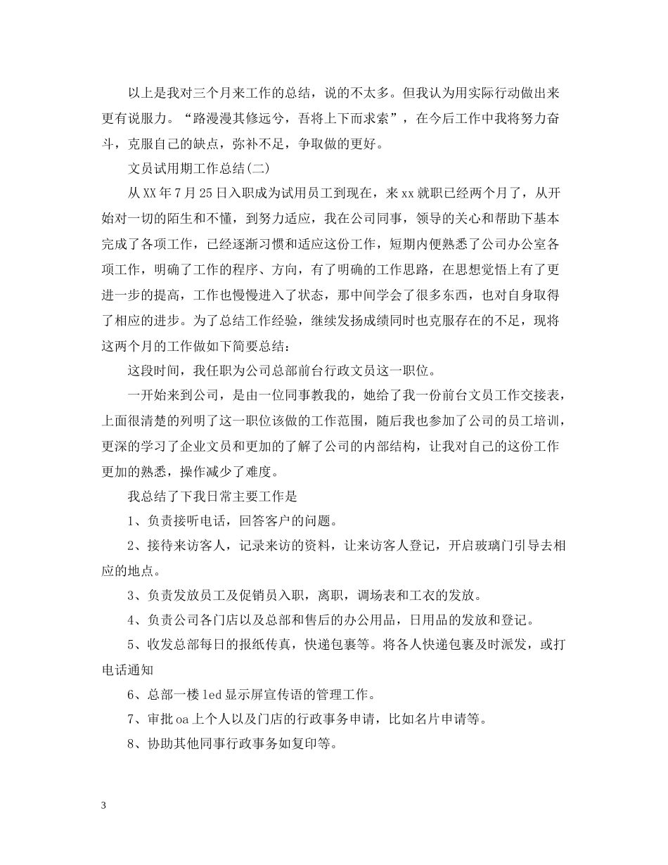 文员试用期的工作总结范文_第3页