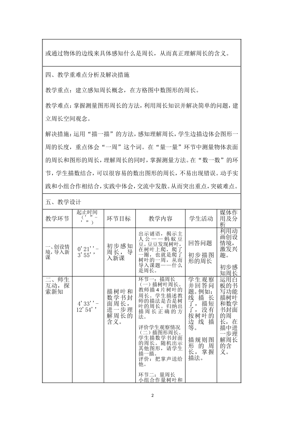 《什么是周长》教学设计表_第2页