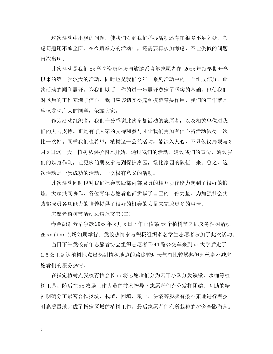 志愿者植树节活动总结范文书_第2页