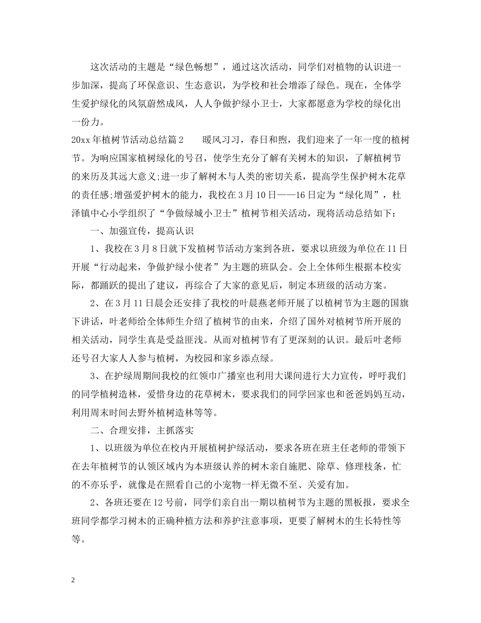 2020年植树节活动总结范文_第2页