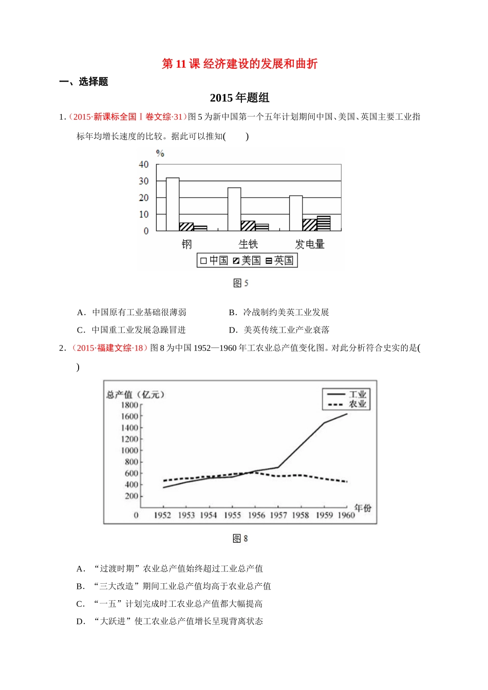 第11课经济建设的发展和曲折_第1页