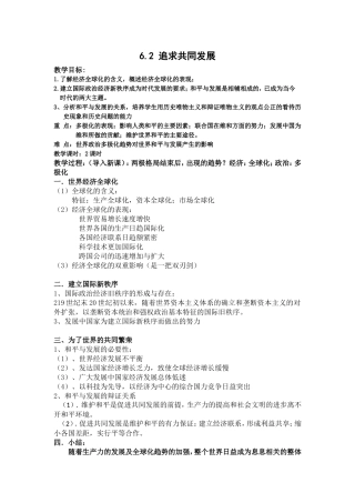 追求共同发展教案（人民版选修）