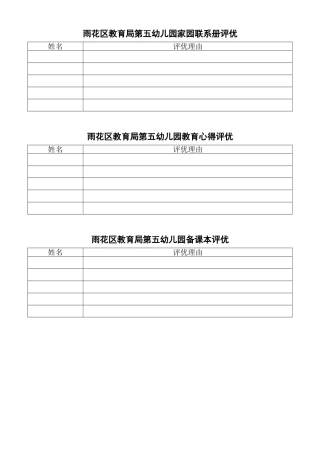 家园联系册、教育心得、备课本评优