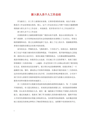 新入职人员个人工作总结