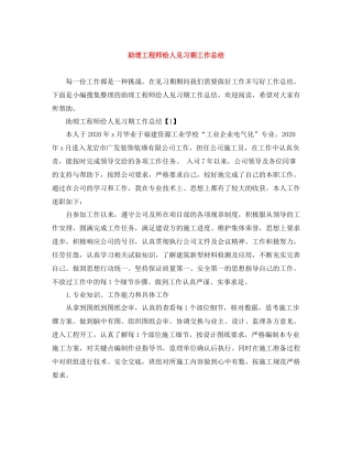 助理工程师给人见习期工作总结
