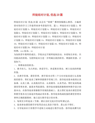 师徒结对计划,优选20篇 