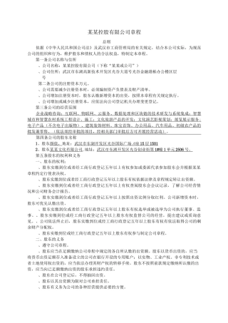 同股不同权公司章程