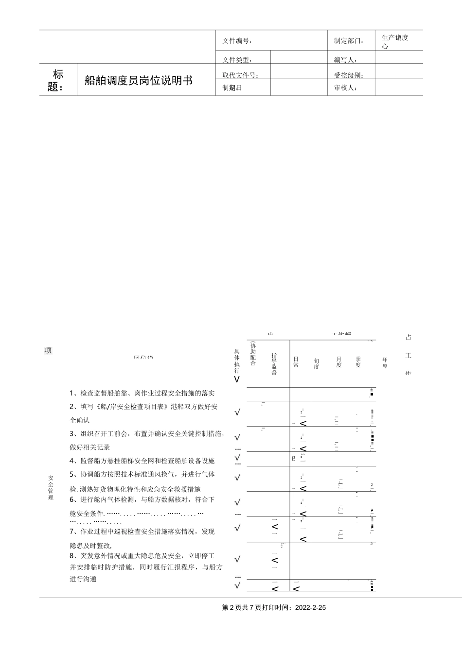 船舶调度员岗位说明书_第2页