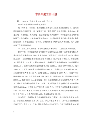 市长年度工作计划 