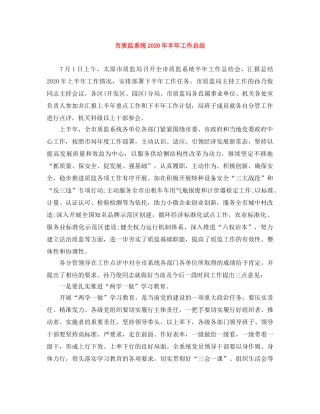 市质监系统2020年半年工作总结 