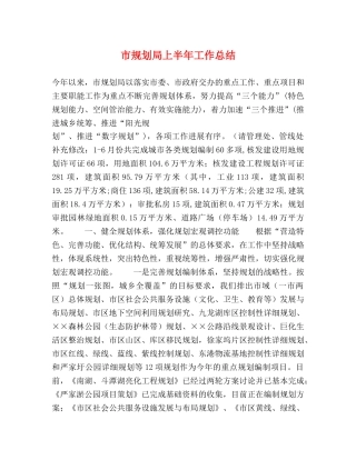 市规划局上半年工作总结2 