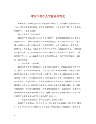 审计干部个人工作总结范文2