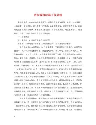 市行政执法局工作总结 