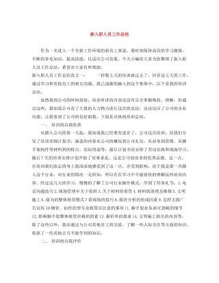 新入职人员工作总结