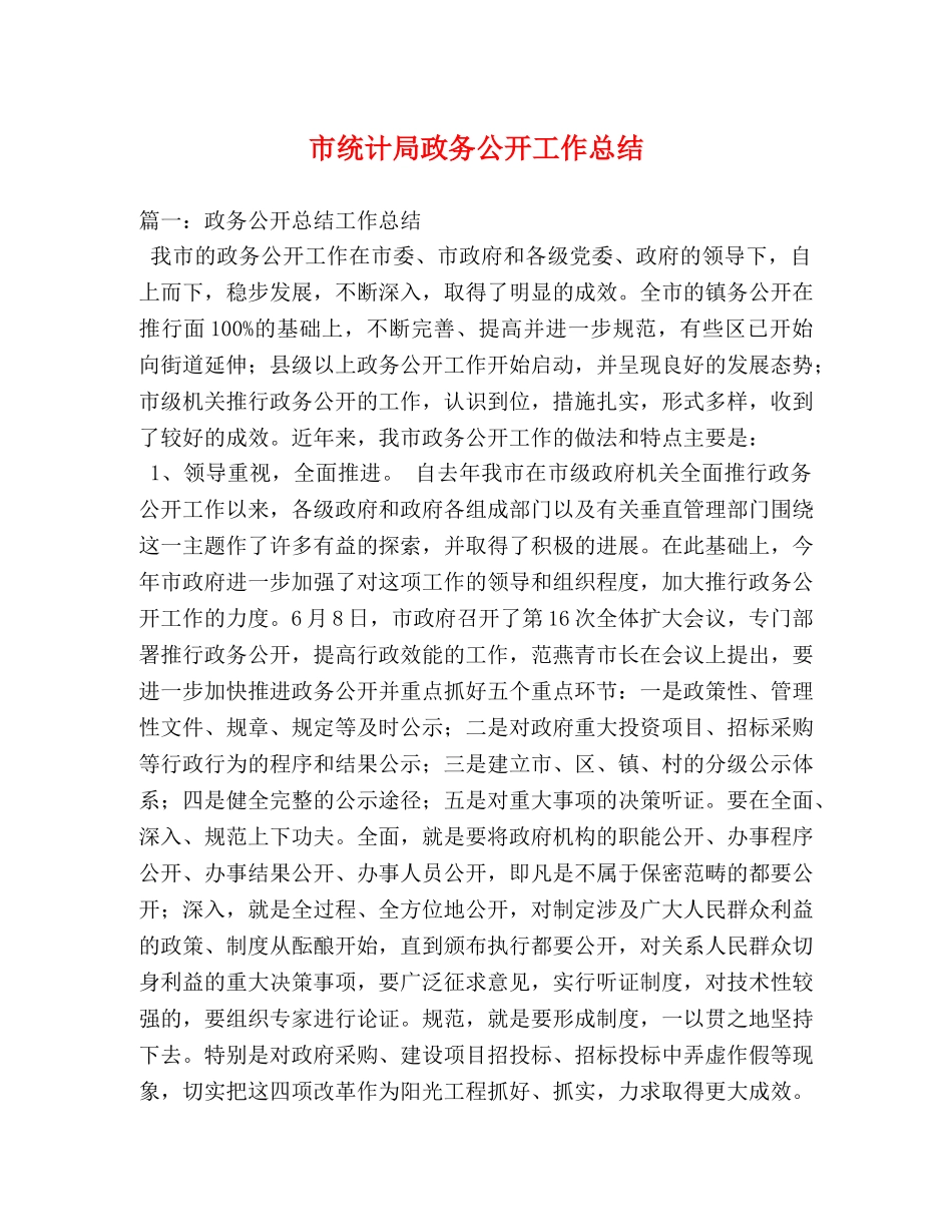 市统计局政务公开工作总结 _第1页