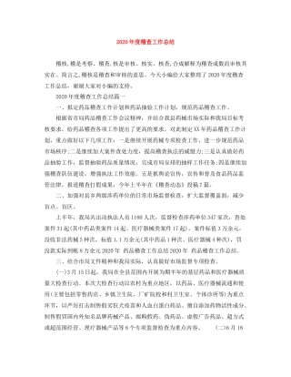 2020年度稽查工作总结