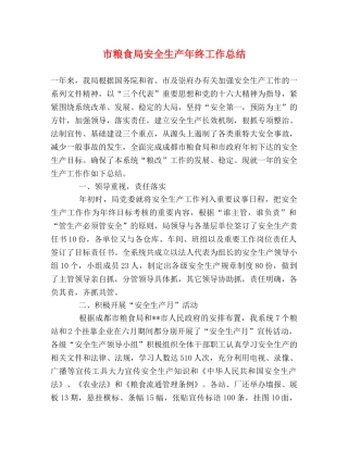 市粮食局安全生产年终工作总结 