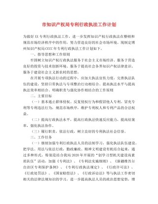 市知识产权局专利行政执法工作计划 