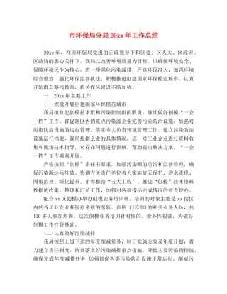市环保局分局20xx年工作总结 