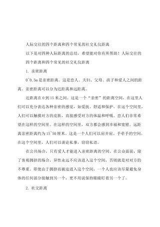 人际交往的四种距离 常见的四种社交礼仪距离