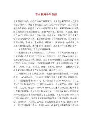 市水利局半年总结 