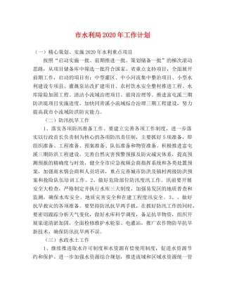 市水利局2020年工作计划(1) 