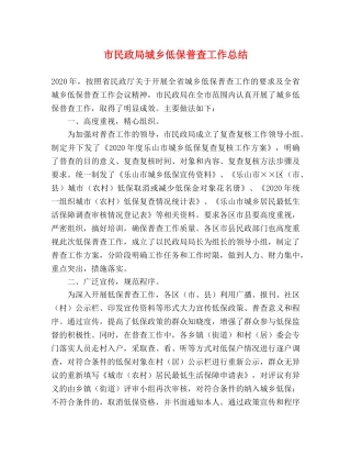 市民政局城乡低保普查工作总结 