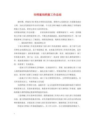 市档案局档案工作总结 